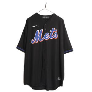 MLB オフィシャル ナイキ ニューヨーク メッツ ベースボール シャツ メンズ XXL / NIKE ゲームシャツ ユニフォーム 半袖シャツ 大リーグ 黒｜tzdfb97470