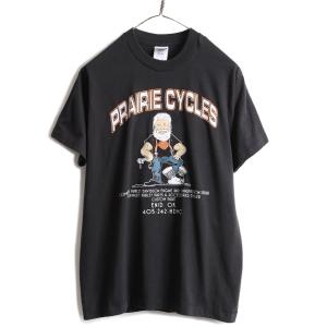 90s USA製 ■ 企業 両面 プリント 半袖 Tシャツ メンズ M / 古着 90年代 ハーレー ダビッドソン バイク キャラクター シングルステッチ 黒｜tzdfb97470