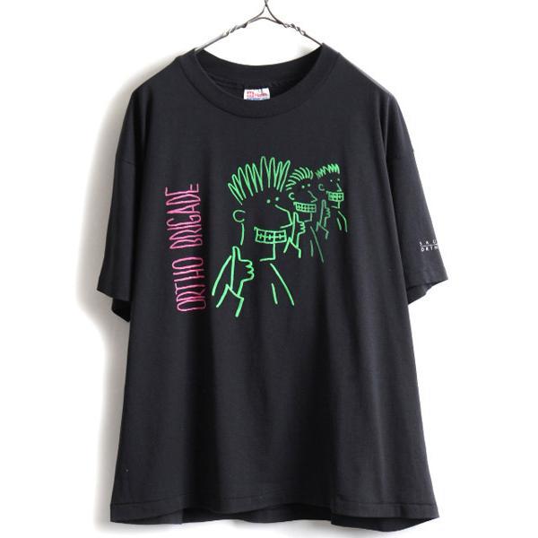 90s USA製 大きいサイズ XL 人気 黒 ★ 企業 プリント 半袖 Tシャツ ( メンズ ) ...