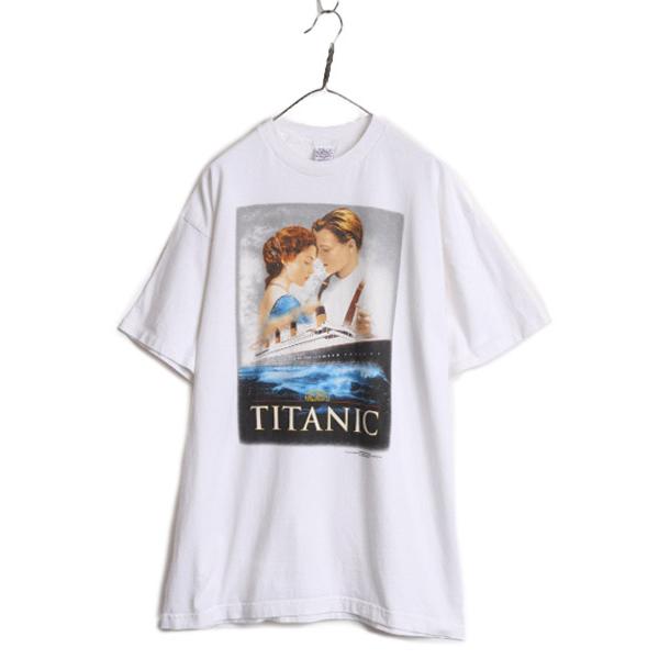 90s ★ タイタニック イラスト プリント Tシャツ メンズ XL / 90年代 TITANIC ...