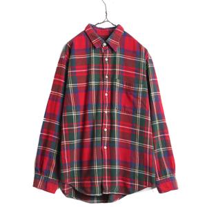 90s  J CREW チェック 長袖 ヘビー フランネル シャツ メンズ L / 古着 90年代 ...