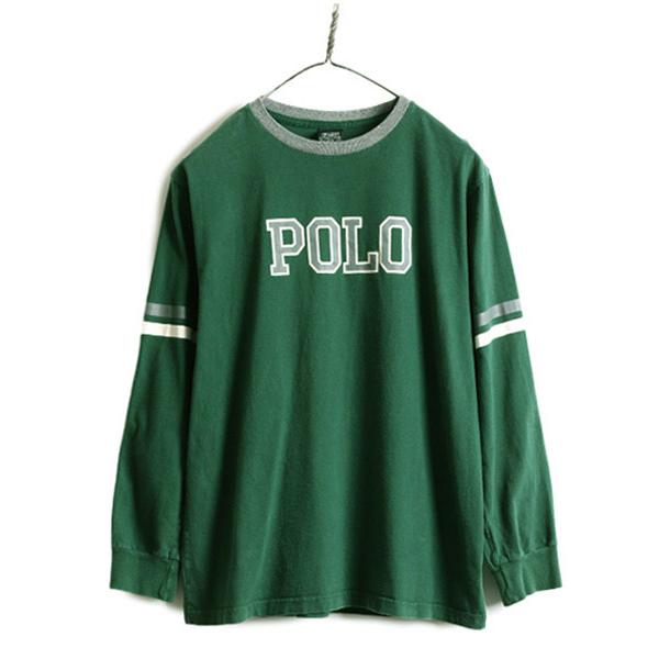 90s ボーイズ L 150cm 程■ ポロ ラルフローレン プリント 長袖 Tシャツ 古着 90年...