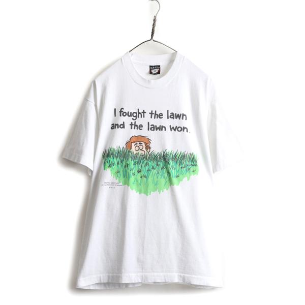 90s USA製 大きいサイズ XL ■ ジョーク イラスト プリント 半袖 Tシャツ ( メンズ ...