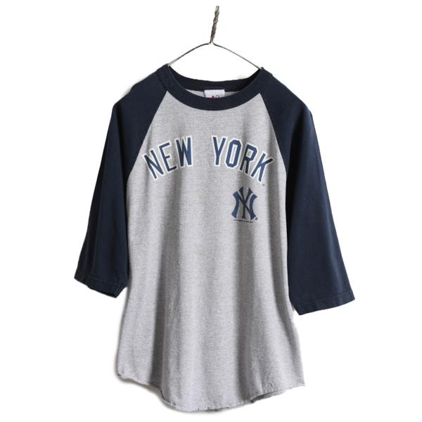 ■ MLB オフィシャル Majestic ヤンキース プリント ベースボール Tシャツ メンズ M...