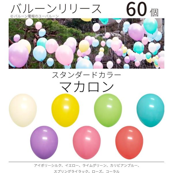 バルーンリリース ヘリウム入り 結婚式 パーティー イベント 60本　スタンダードカラー　マカロン　...