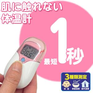 体温計 非接触型 1秒で測定 大人 子供 赤ちゃん 肌に触れない おでこ 表面温度 室内温度 体温 見やすい画面表示 ピンク 送料無料 5M◇ 体温計mini｜U-NETヤフーショッピング店