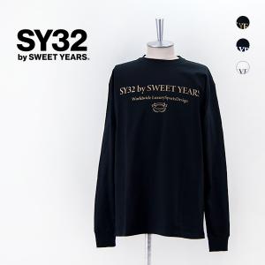SY32 by SWEET YEARS エスワイサーティトゥバイスィートイヤーズ メンズ セリフロゴ ロングスリーブTシャツ(14178J-W)(2024SS)｜u-oak