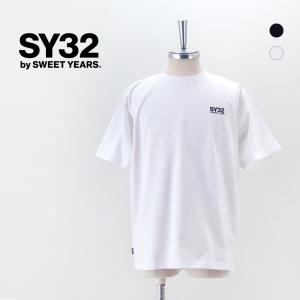 SY32 by SWEET YEARS エスワイサーティトゥバイスィートイヤーズ メンズ バックスラッシュビックロゴTシャツ(14154J-W)(2024SS)｜u-oak