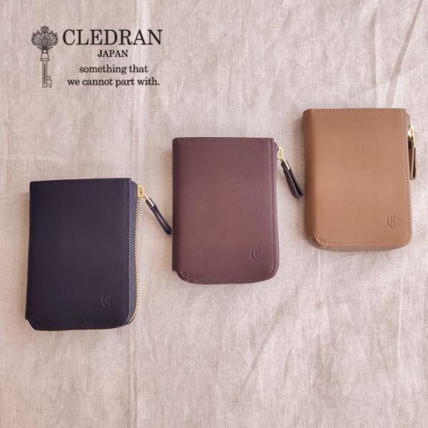 セール20％ CLEDRAN クレドラン ソフトレザー2つ折り財布 L字ファスナー ボックスコインポ...