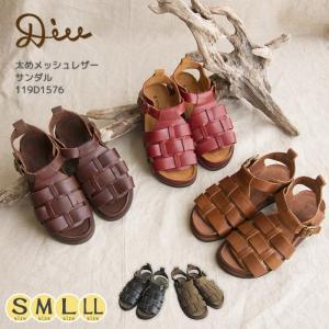 セール20％ Diu デュウ ディウ メッシュレザーサンダル シューズ 革サンダル クッション S M L 119D1576