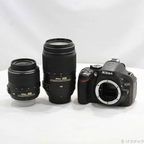 〔中古〕Nikon(ニコン) NIKON D5200 ダブルズームキット ブラック (2410万画素...