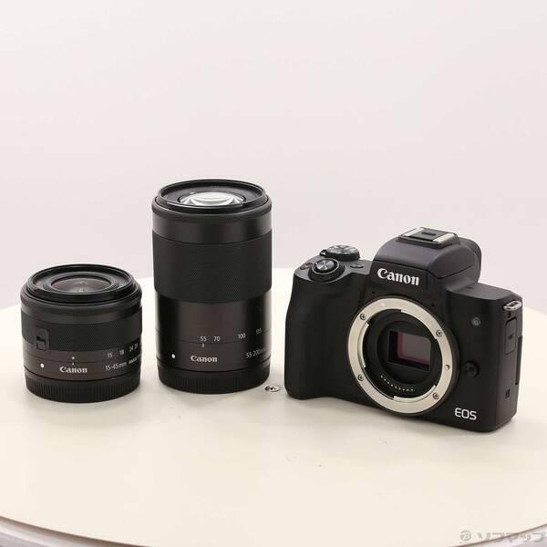 〔中古〕Canon(キヤノン) EOS Kiss M ダブルズームキット ブラック〔348-ud〕