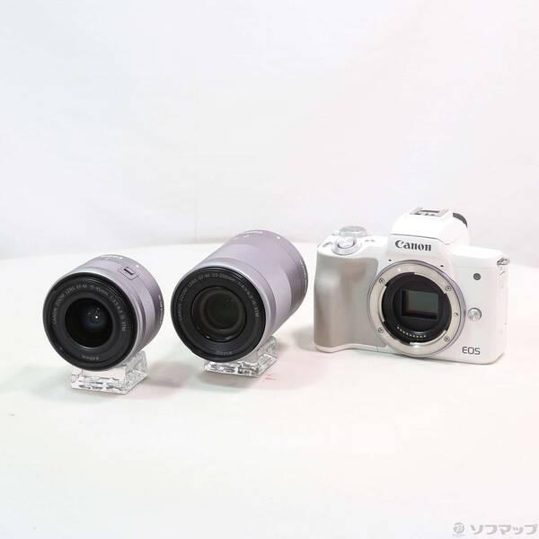 〔中古〕Canon(キヤノン) EOS Kiss M ホワイト ダブルズームキット〔295-ud〕