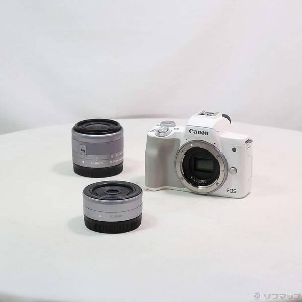 〔中古〕Canon(キヤノン) EOS Kiss M ダブルレンズキット ホワイト〔262-ud〕