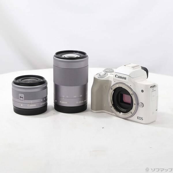 〔中古〕Canon(キヤノン) EOS Kiss M ホワイト ダブルズームキット〔368-ud〕