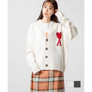 アミ パリス AMI PARIS BFUKC006.018 カーディガン RED ADC CARDIGAN レディース トップス 長袖 VネックALEXANDRE MATTIUSSI ブラック グレー オフホワイト｜u-stream