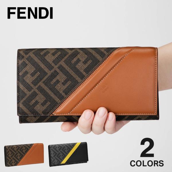 フェンディ FENDI 長財布 メンズ 財布 ファブリック コンチネンタル財布 レザー 小銭入れ付き...