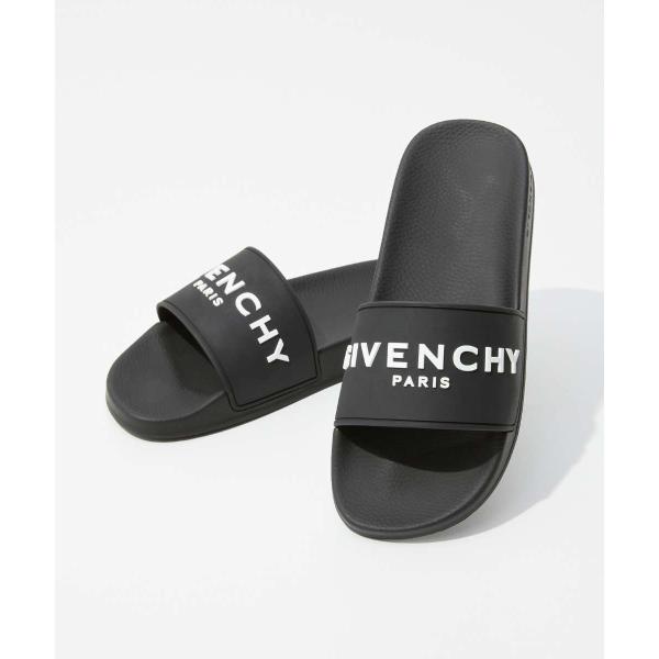 ジバンシィ GIVENCHY SLIDE SANDALS ブランドロゴ フラット サンダル ラバー ...
