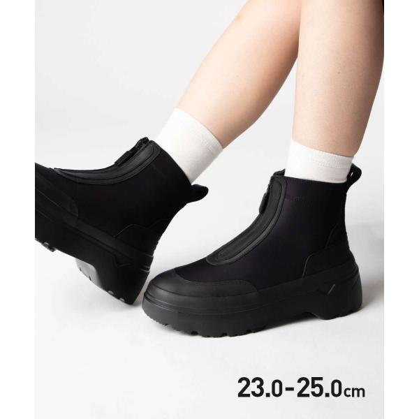 ハンター HUNTER WOMENS EXPLORER ANKLE ZIP FLATFORM BOO...