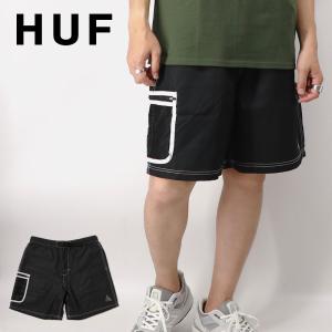 ハフ HUF ショートパンツ メンズ ボトムス 半パン ハーフ パンツ 黒 夏 ピーク コントラスト ショーツ PEAK CONTRAST SHORT ブラック S M L XL PT00157｜u-stream