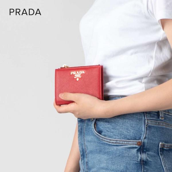 プラダ PRADA 1ML023 二つ折り財布 レディース サフィアーノレザー ミニ財布 小銭入れ ...