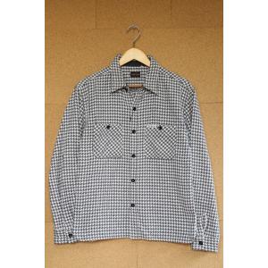 THE FLAT HEAD HEAVY NEL WORK SHIRT 40 IVOｘGRY マチ 千鳥格子 HN-71W｜u-v-c-s-overlock