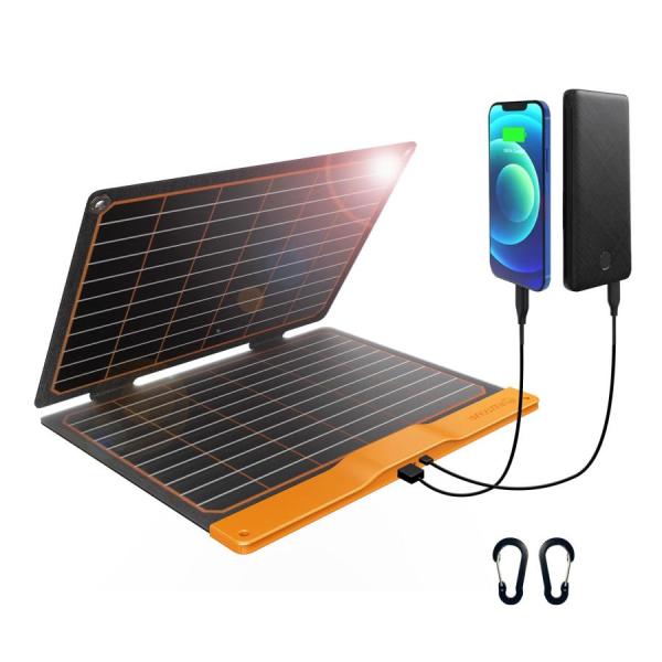 FlexSolar ソーラーパネル 20W 5V ポータブルソーラー充電器 IP67防水USB-A ...