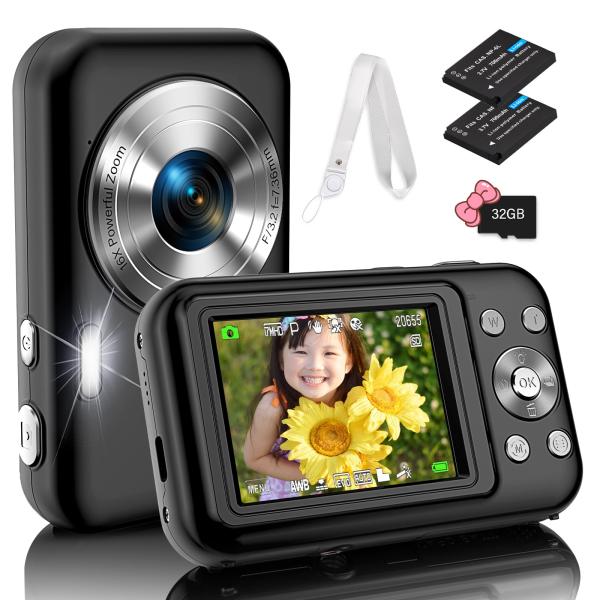 Bofypoo デジタルカメラ デジカメ Micro SDカード付属 首掛けストラップ付き 4400...