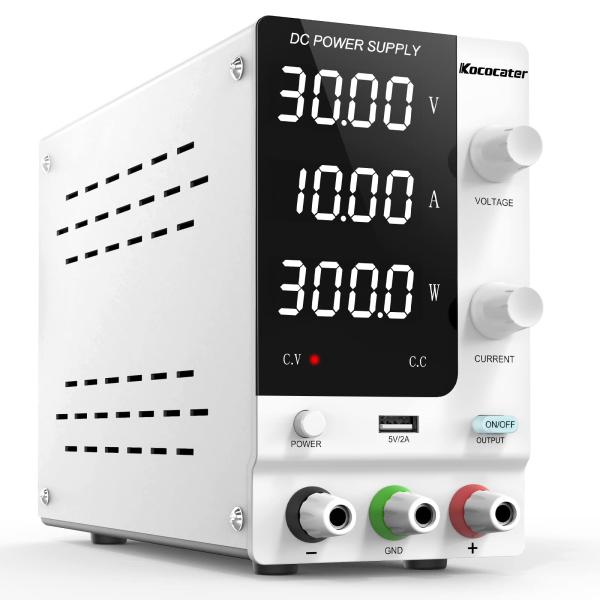 IKococater 直流安定化電源 0-30V 0-10A 4桁電圧電流表示 可変直流電源 安全保...