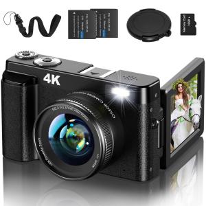 Jumobuis デジタルカメラ 4K 32GBカード付属 デジカメ コンパクト オートフォーカス ミラーレス一眼 ビデオカメラ 4800万画素 1