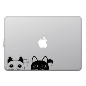 MacBook Air / Pro マックブック ステッカー シール 招き猫 猫 黒猫 キャット 2色セット