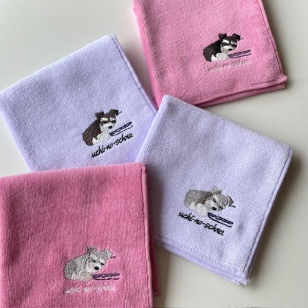 Zzz シュナ　シュナウザ―雑貨　タオルハンカチ　犬雑貨　今治タオル　刺しゅう　プチギフト　プレゼン...