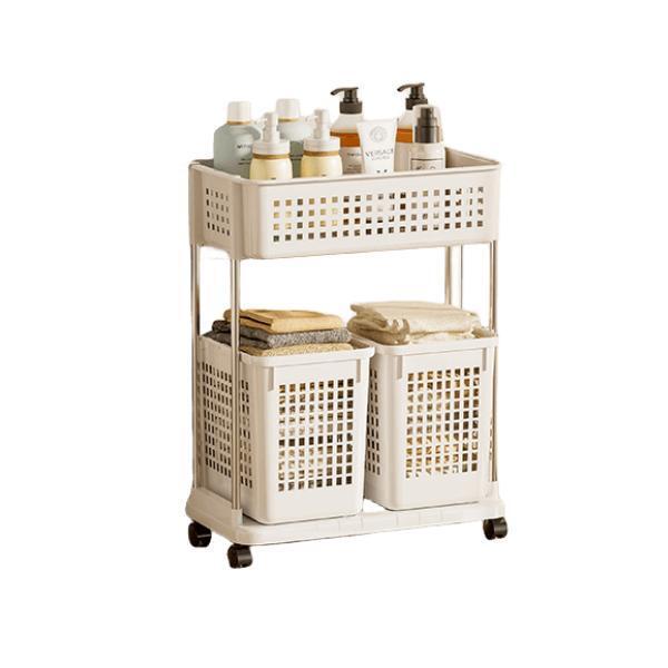 ランドリーバスケット ランドリーワゴン キャスター付き 2段 スリム おしゃれ 収納ラック 2MX2