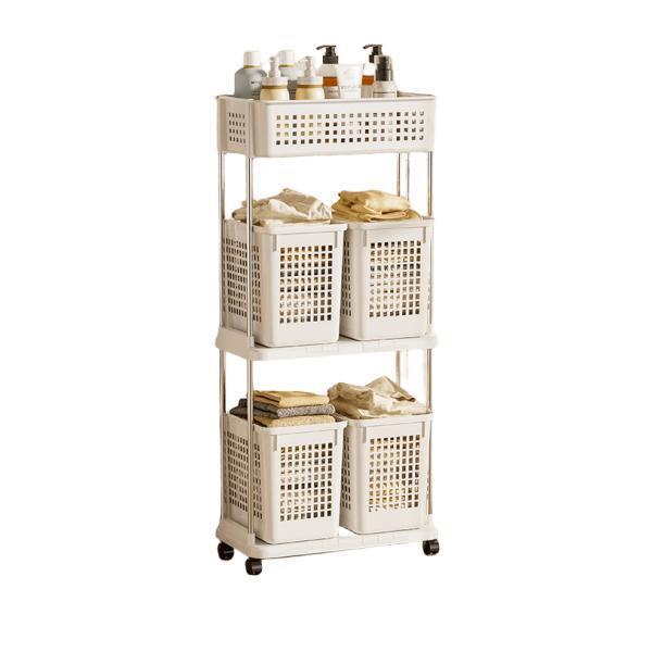ランドリーバスケット ランドリーワゴン キャスター付き 2段 スリム おしゃれ 収納ラック 3MX4