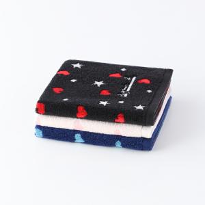 SALE agnes b. アニエスベー abシュシュ ゲストタオル 約34×35cm 綿100% スチームシャーリング ラメ ロゴ ハート 星型 ウチノ UCHINO ウチノタオル