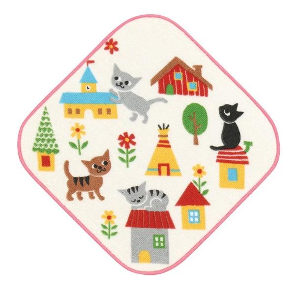 SALE タオルハンカチ ピンク アッコトト わたしのおうち 約18x18cm ウチノタオル 内野タ...