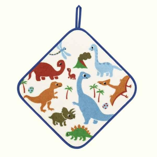 SALE ゲストタオル 子供 キッズ アッコトト きょうりゅう ループ付 ブルー 約30x30cm ...