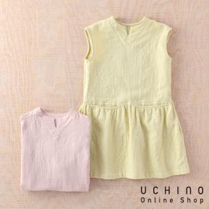 マシュマロガーゼ UCHINO ギャザー キッズ ワンピース ルームウェア 子供服 子ども キッズウェア 女の子 綿100% ウチノタオル｜uchino