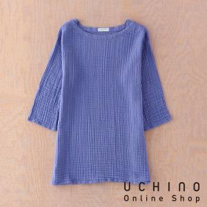 UCHINO ウチノ クレープガーゼ レディース七分袖チュニックＴシャツ シャツ 7分袖 カジュアル 綿100% ルームウェア ウチノタオル｜uchino