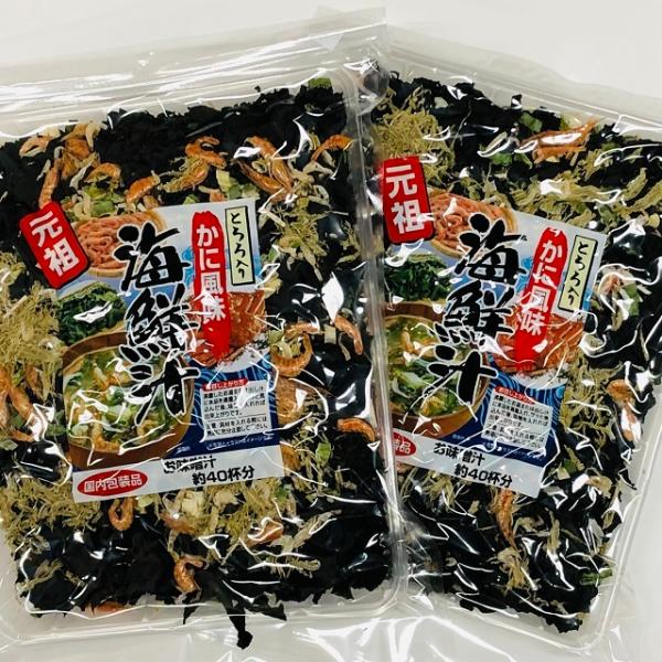 【送料無料】２袋セット　お味噌汁約４０杯分！とろろ入り かに風味 海鮮汁 ９０ｇ×２  簡単にお手軽...