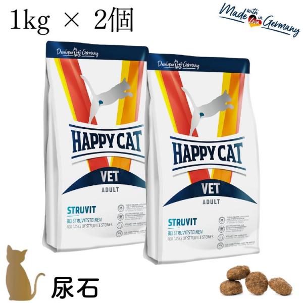 【2個セット】ハッピーキャット【 VET ストルバイト(尿石ケア) 1kg 】HAPPY CAT ド...