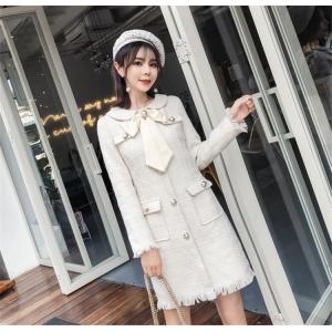 日本産 ツィード 長袖 フォーマルワンピース パーティードレス ワンピース ドレス ボウタイブラウス フリル フロントボタン ミニ丈 パーティー 超目玉アイテム Www Centrodeladultomayor Com Uy