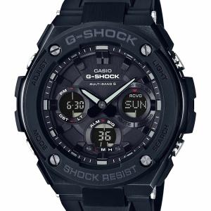 GST-W100G-1BJF G-SHOCK Gショック CASIO カシオ ジーショック G-STEEL Gスチール オールブラック デジアナ アナデジ 電波ソーラー 樹脂バンド ダブルLEDライト