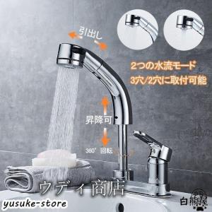 洗面台蛇口 混合水栓 ホース引き出し式 洗面水栓...の商品画像