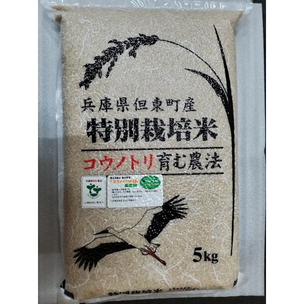 令和7年産　コシヒカリ玄米10ｋｇ　コウノトリ育むお米　　栽培期間中化学肥料、農薬不使用