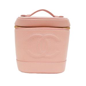 【名東】シャネル バニティ ハンドバッグ ピンク キャビアスキン ゴールド金具 化粧ポーチ 女性 レディース