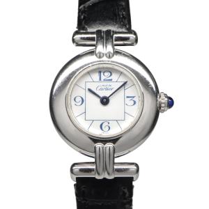 【名古屋】カルティエ マストコリゼ W1011455 AG925レザー ホワイト クォーツ レディース腕時計 女｜ueda-shopping