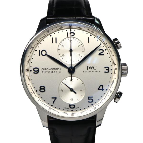 【名古屋】IWC ポルトギーゼ クロノグラフ IW371605 SS レザー シルバー 自動巻 メン...