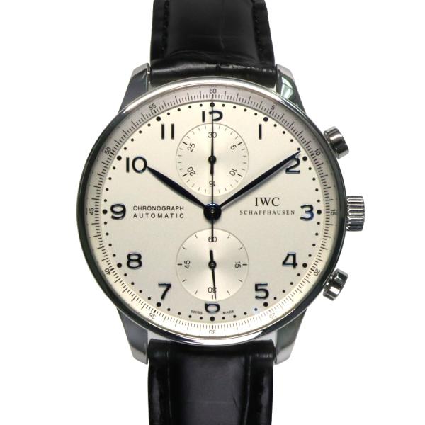 【名古屋】IWC ポルトギーゼ クロノグラフ IW371446 SS レザー シルバー 自動巻 メン...