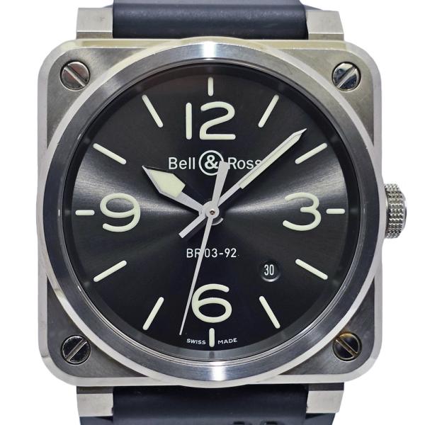 【栄】BELL&amp;ROSS ベル＆ロス BR0392-GC3-ST/SCA グレー メンズ SS ラバ...